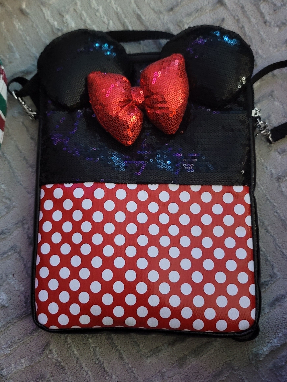 Mini Mouse Disney Sequin Bow Polka Dot Crossbody Bag